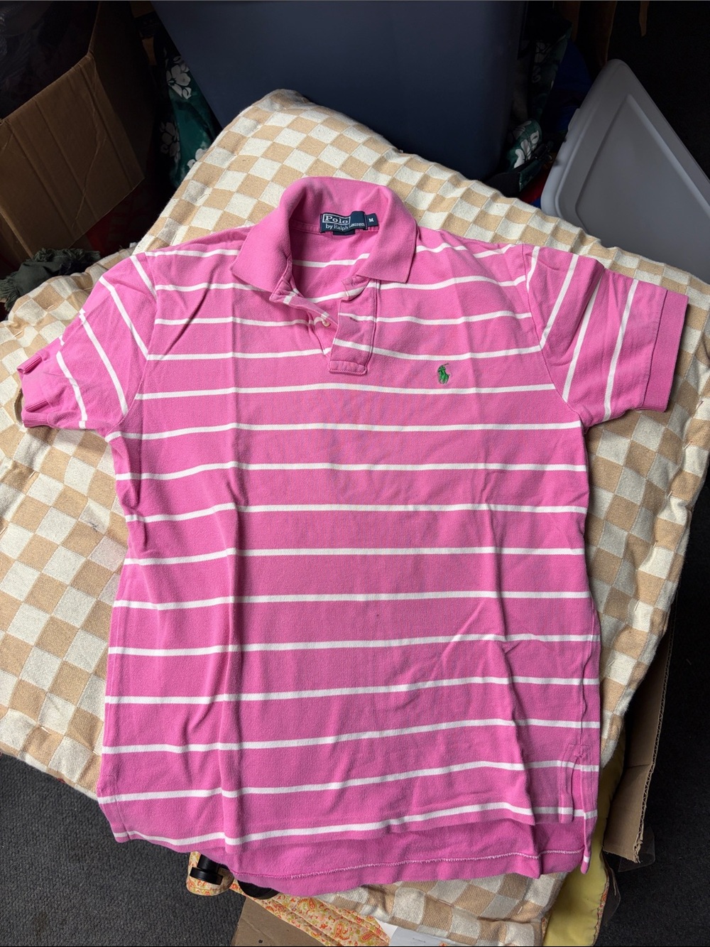 Ralph Lauren Pink and White Striped Polo Shirt Men’s M
